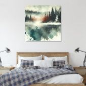 Winter Fog Mountain Forest mit Red Sunset Accent Leinwanddruck (Insitu (Schlafzimmer))