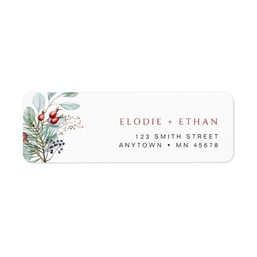 Winter Foliage Address Label Eucalyptus Weihnachte (Vorne)