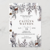 Winter Foliage, Berries Baby Dusche Einladung (Vorne/Hinten)