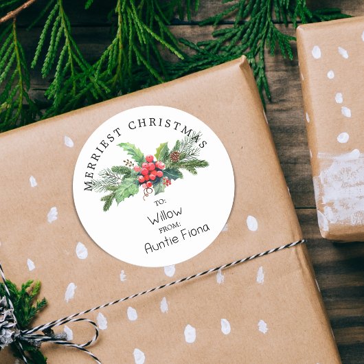 Winter Foliage Bouquet zu und von Runder Aufkleber