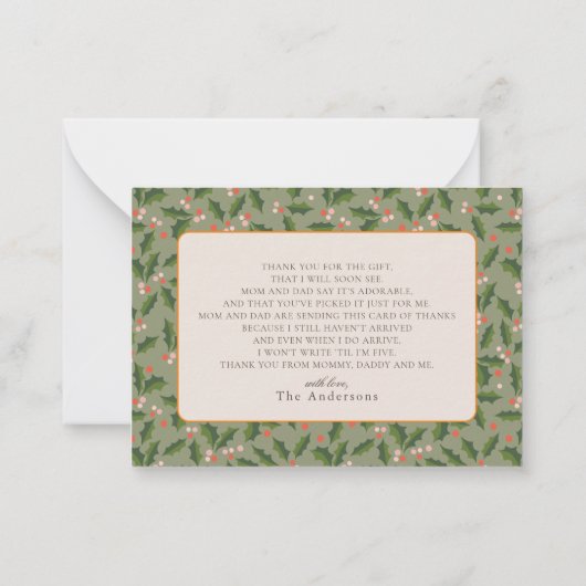 Winter Foliage Cream Baby Dusche Vielen Dank Mitteilungskarte (Rückseite)