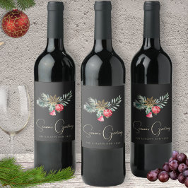 Winter Foliage Elegante Gold Snowflake Weihnachten Weinetikett