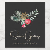 Winter Foliage Elegante Gold Snowflake Weihnachten Weinetikett (Einzelnes Label)
