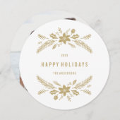 Winter Foliage Gold Feiertagskarte (Vorne/Hinten)
