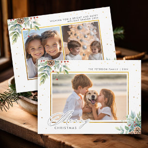 Winter Foliage Gold Frame Kids Foto Weihnachten