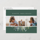 Winter Foliage Green Foto Collage Feiertagspostkarte (Vorne/Hinten)