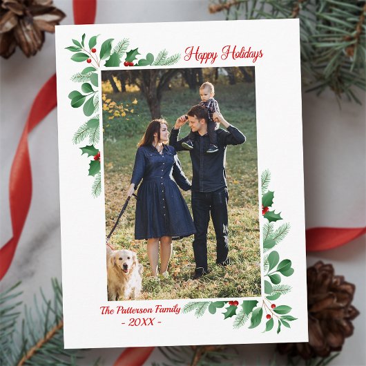 Winter Foliage Happy Holidays Foto Postkarte