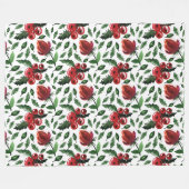 Winter Foliage Holly Berries Botanical Fleecedecke (Vorderseite (Horizontal))