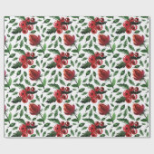 Winter Foliage Holly Berries Botanical Geschenkpapier (Flach)