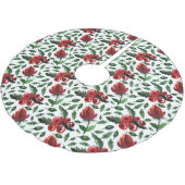 Winter Foliage Holly Berries Botanical Polyester Weihnachtsbaumdecke (Schrägansicht)