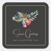 Winter Foliage Minimalistisch Frohe Weihnachtsschm Quadratischer Aufkleber (Vorderseite)