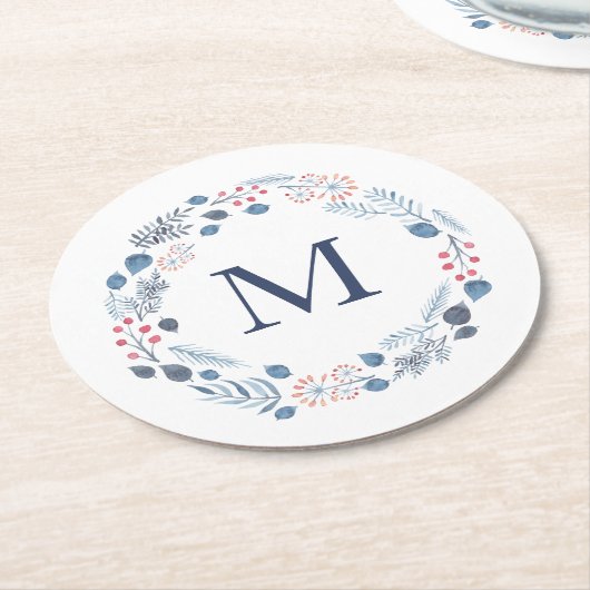 Winter Foliage Monogram Untersetzer (Angewinkelt)