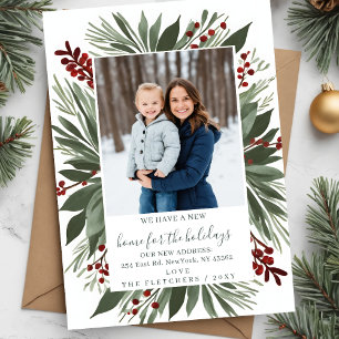 Winter Foliage Neue Zuhause für Urlaub Foto Moving Feiertagskarte