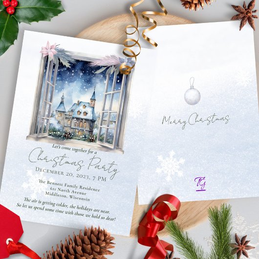 Winter Foliage Pine Forest Aquarell Weihnachten Einladung