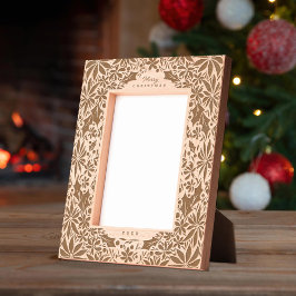 Winter Foliage Poinsettia und Heilige Weihnachten Geätzte Rahmen