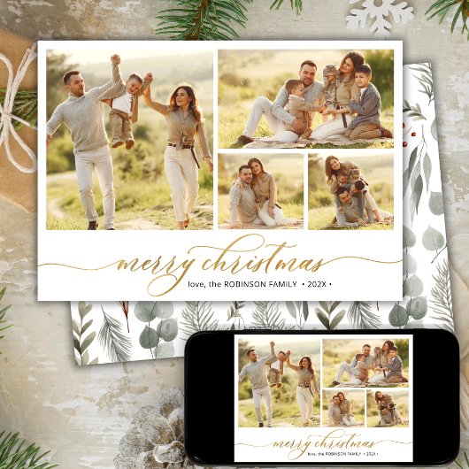 Winter Foliage Script 4 Foto Collage Weihnachten