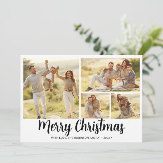 Winter Foliage Script 4 Foto Collage Weihnachten (Stehend Vorderseite)