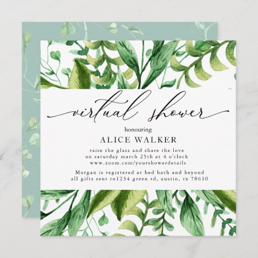 Winter Foliage virtuelle Dusche Einladung (Vorne/Hinten)