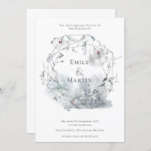 Winter Foliage Watercolor Berries Leaf Wedding