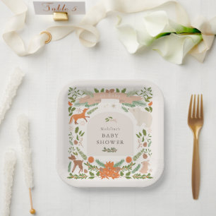 Winter Foliage Woodland Animals Kinderdusche Pappteller