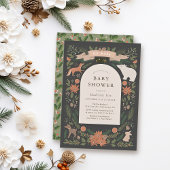 Winter Foliage Woodland Animals Navy Baby Dusche Einladung