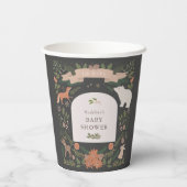 Winter Foliage Woodland Animals Navy Baby Dusche Pappbecher (Rückseite)
