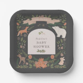 Winter Foliage Woodland Animals Navy Baby Dusche Pappteller (Vorderseite)