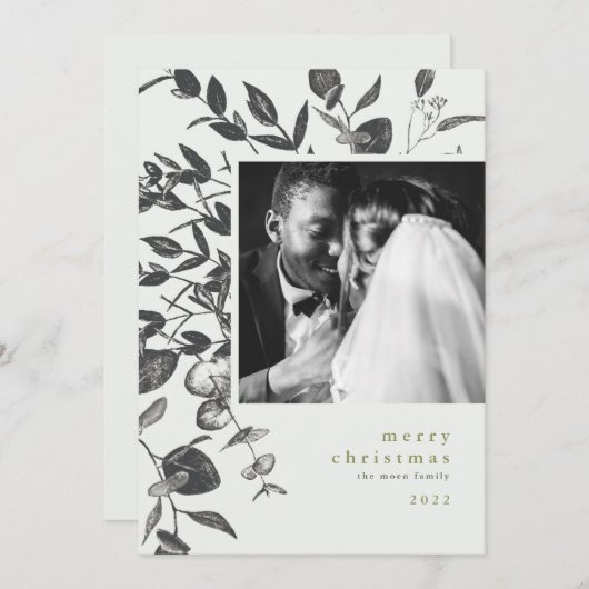 Winter Foliage Zeichnend Weihnachtsfotokarte Feiertagskarte (Vorne/Hinten)