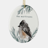Winter Folies mit gemütlichem Vogel und Name Weihn Keramik Ornament (Rechts)
