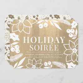 Winter Folliage Gold Holiday Soirée Party Einladung