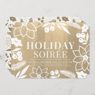 Winter Folliage Gold Holiday Soirée Party Einladung