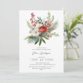 Winter Foral Baby Dusche Einladung (Stehend Vorderseite)