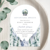 Winter Forest Adventure Boy Baby Dusche Einladung