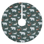 Winter forest animals Dark Green Tree Skirt Polyester Weihnachtsbaumdecke (Vorderseite)