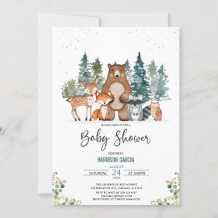 Winter Forest Animals Woodland Baby Dusche Einladung