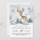 Winter Forest Baby Deer Baby Dusche Einladung (Vorderseite)