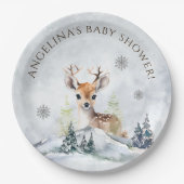 Winter Forest Baby Deer Baby Dusche Pappteller (Vorderseite)