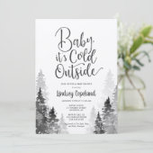 Winter Forest Baby Dusche Einladung (Stehend Vorderseite)