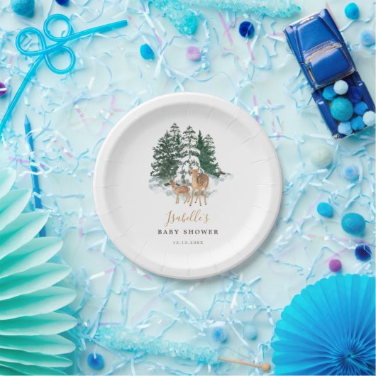 Winter Forest Baby Dusche Pappteller (Party)
