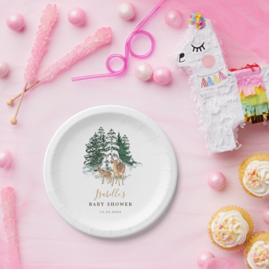 Winter Forest Baby Dusche Pappteller (Party)