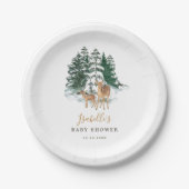 Winter Forest Baby Dusche Pappteller (Vorderseite)