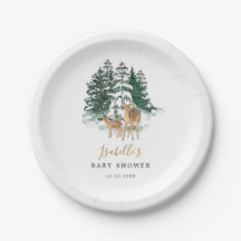 Winter Forest Baby Dusche Pappteller