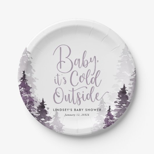 Winter Forest Baby Dusche Pappteller (Vorderseite)
