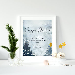 Winter forest baby it's cold outside diaper raffle poster
