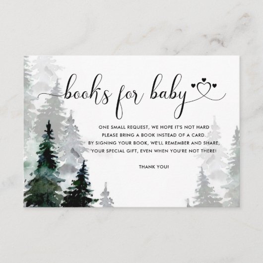 Winter Forest Baby Shower Book Gender neutral Begleitkarte (Vorderseite)