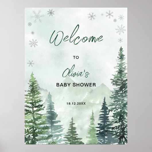 Winter Forest Baby Shower Welcome Poster (Vorne)