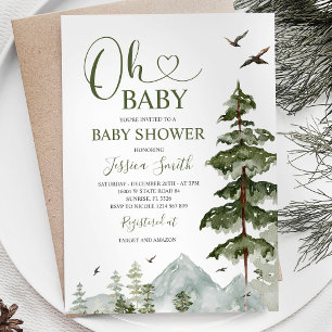 Winter Forest Christmas Greenery Baby Shower Einladung