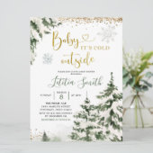 Winter Forest Conifer Tree Kinderdusche Einladung (Stehend Vorderseite)
