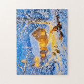 Winter Forest Cottage with Woodland Animals Puzzle (Vertikal)