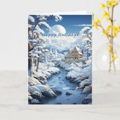 Winter Forest Country Church Frozen Fluss Karte (Gelbe Blume)